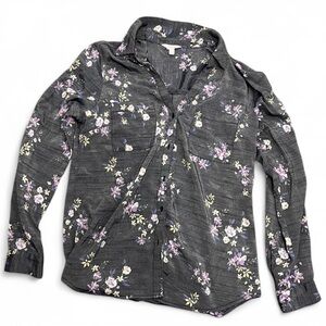 Candie's Gray Floral Button Down Shirt